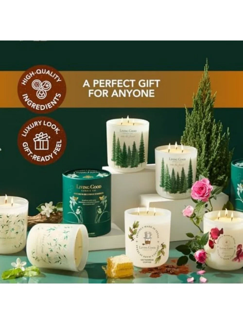 Rich Coffee Beeswax Candle - Roasted Bean & Sweet Vanilla, Long-Lasting 90+ Hr